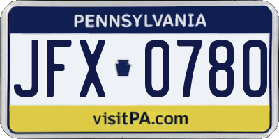 PA license plate JFX0780