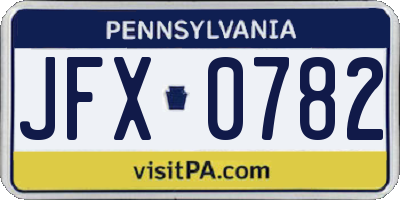 PA license plate JFX0782