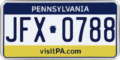 PA license plate JFX0788