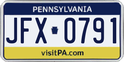 PA license plate JFX0791