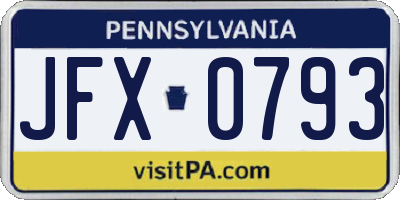 PA license plate JFX0793