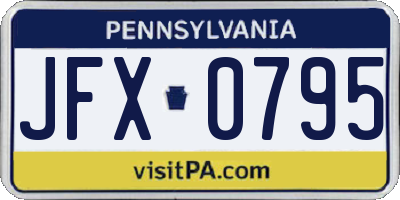 PA license plate JFX0795
