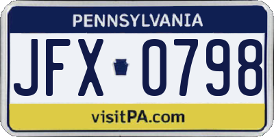 PA license plate JFX0798