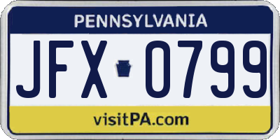 PA license plate JFX0799