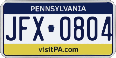 PA license plate JFX0804