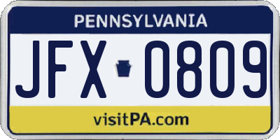 PA license plate JFX0809