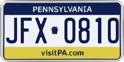 PA license plate JFX0810
