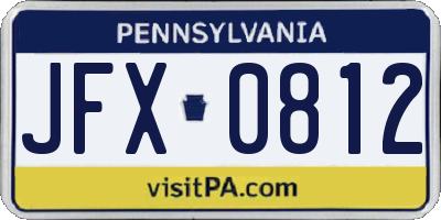 PA license plate JFX0812