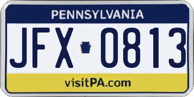 PA license plate JFX0813
