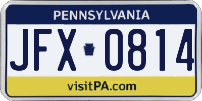 PA license plate JFX0814