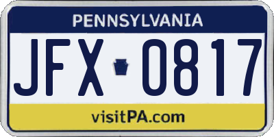 PA license plate JFX0817