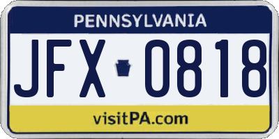 PA license plate JFX0818