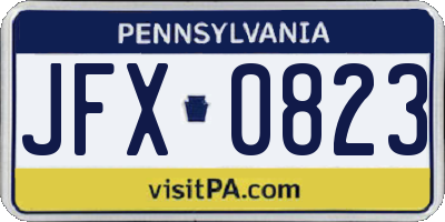 PA license plate JFX0823