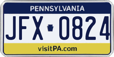 PA license plate JFX0824