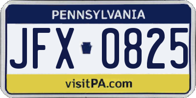 PA license plate JFX0825