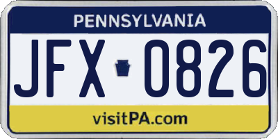 PA license plate JFX0826