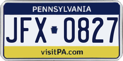 PA license plate JFX0827