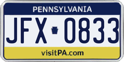 PA license plate JFX0833