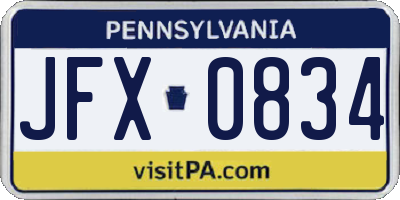 PA license plate JFX0834