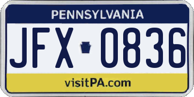 PA license plate JFX0836