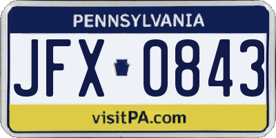 PA license plate JFX0843