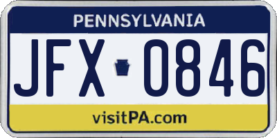 PA license plate JFX0846