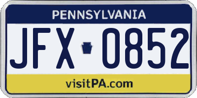 PA license plate JFX0852