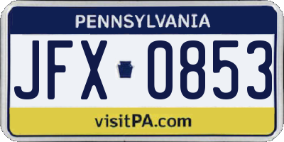 PA license plate JFX0853