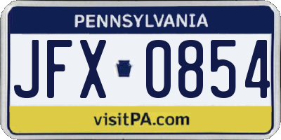 PA license plate JFX0854