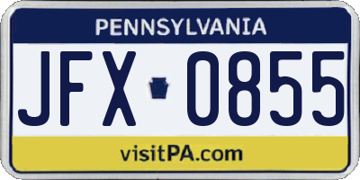 PA license plate JFX0855