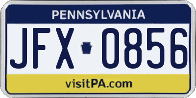 PA license plate JFX0856
