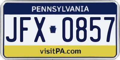 PA license plate JFX0857