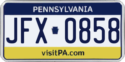 PA license plate JFX0858