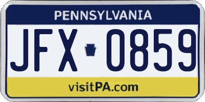 PA license plate JFX0859