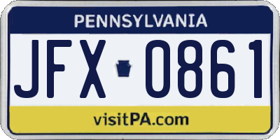 PA license plate JFX0861