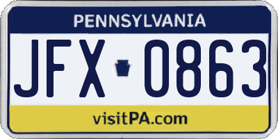 PA license plate JFX0863