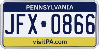 PA license plate JFX0866