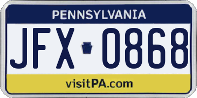 PA license plate JFX0868