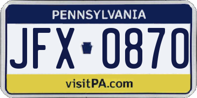 PA license plate JFX0870