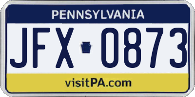 PA license plate JFX0873