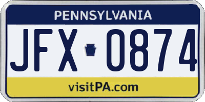 PA license plate JFX0874