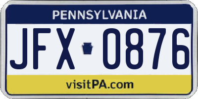 PA license plate JFX0876