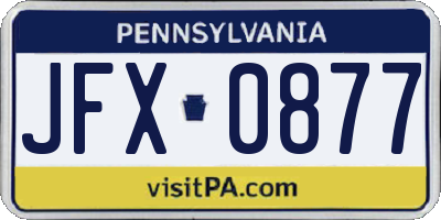 PA license plate JFX0877
