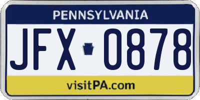 PA license plate JFX0878