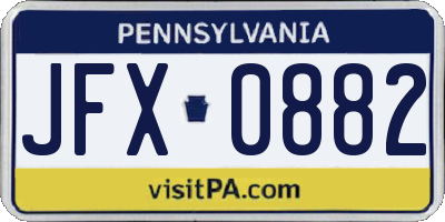 PA license plate JFX0882