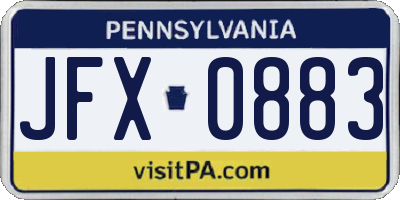 PA license plate JFX0883