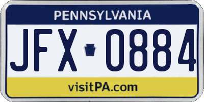 PA license plate JFX0884