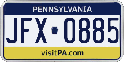 PA license plate JFX0885