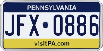 PA license plate JFX0886
