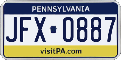 PA license plate JFX0887
